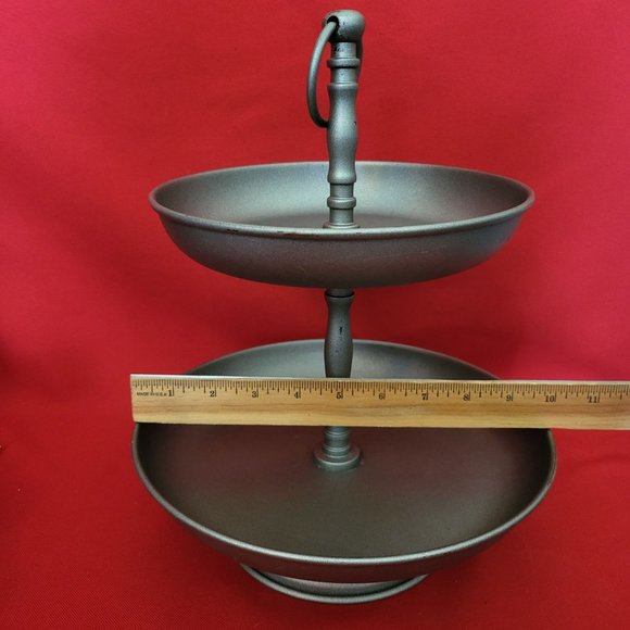 2 Tier Circular Silver Plated Cake Stand Dessert Table Tray Metal Server - Picture 8 of 14